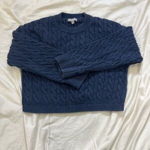 J. Crew Navy Cable Knit Crewneck Sweater